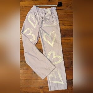 Lavender Pants with Heart Design